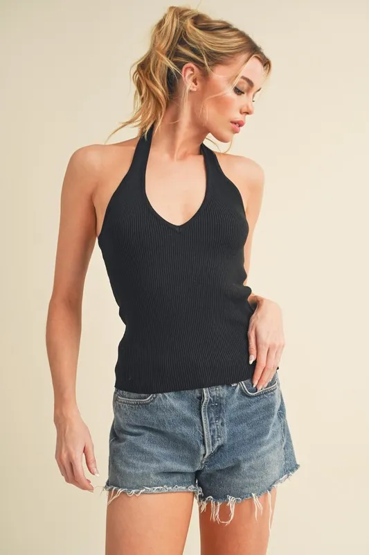 Ribbed Halter Neck Cami, image 4