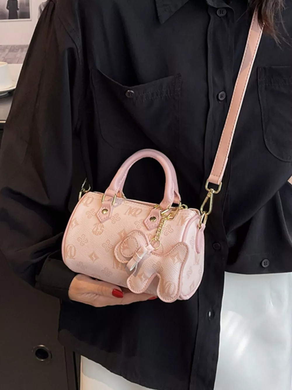 Barrel Crossbody Bag with Charm, image 10