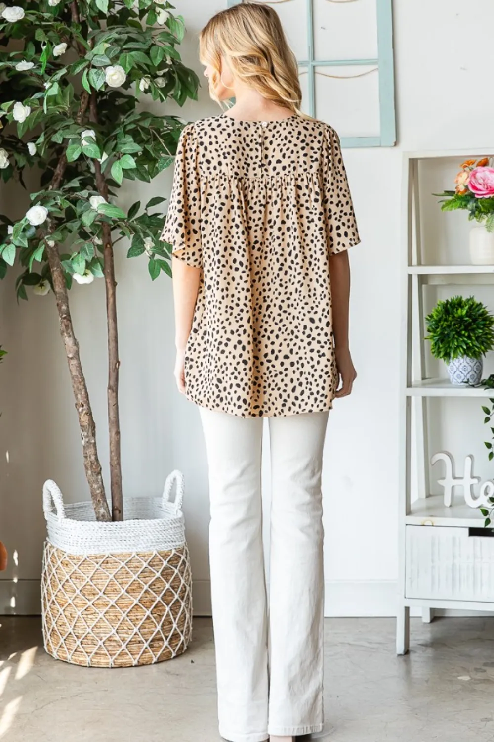 Full Size Animal Print Flutter Sleeve Blouse, image 5