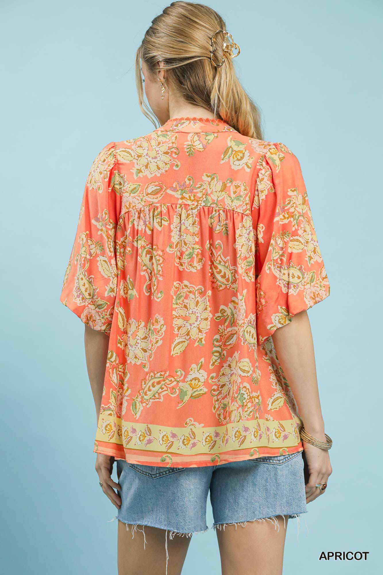 Apricot Floral Boho Blouse, image 3
