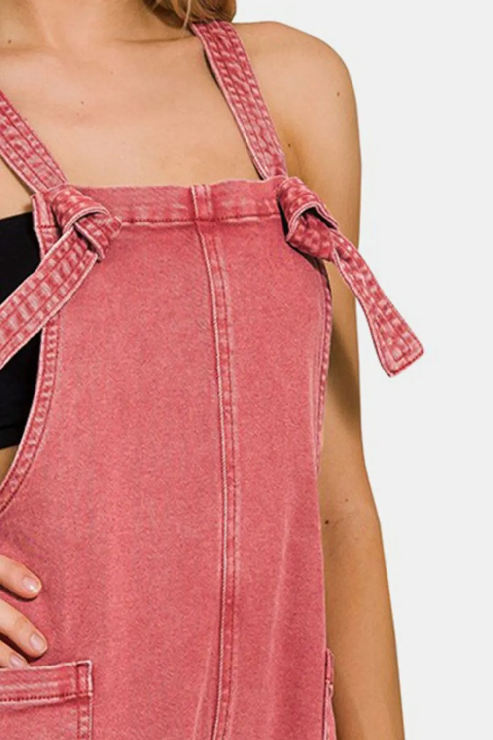 Washed Knot Strap Rompers, image 3