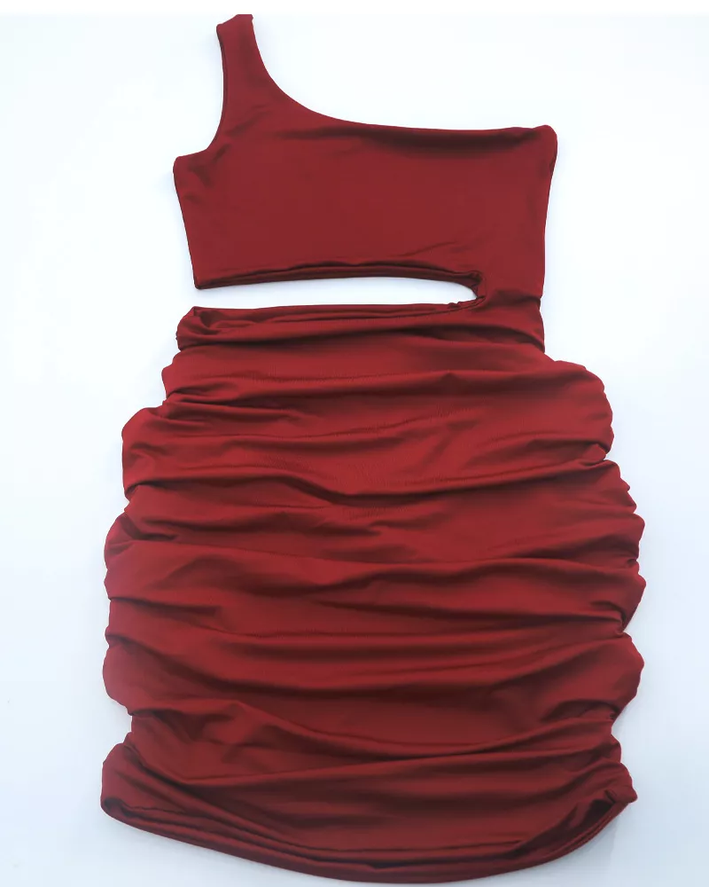 One-Shoulder Cutout Ruched Bodycon Mini Dress, image 36