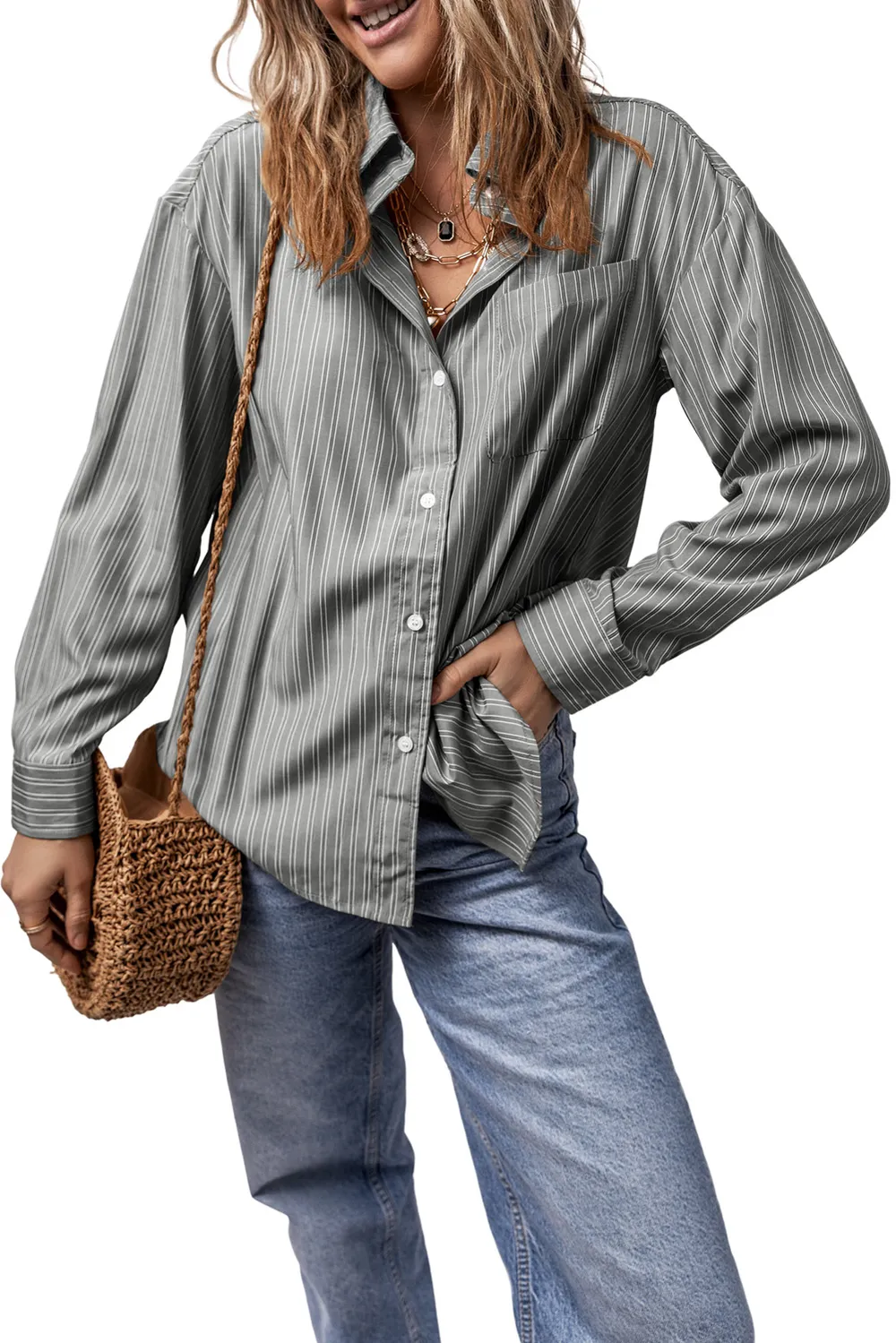 Striped Button Up Long Sleeve Shirt, image 20