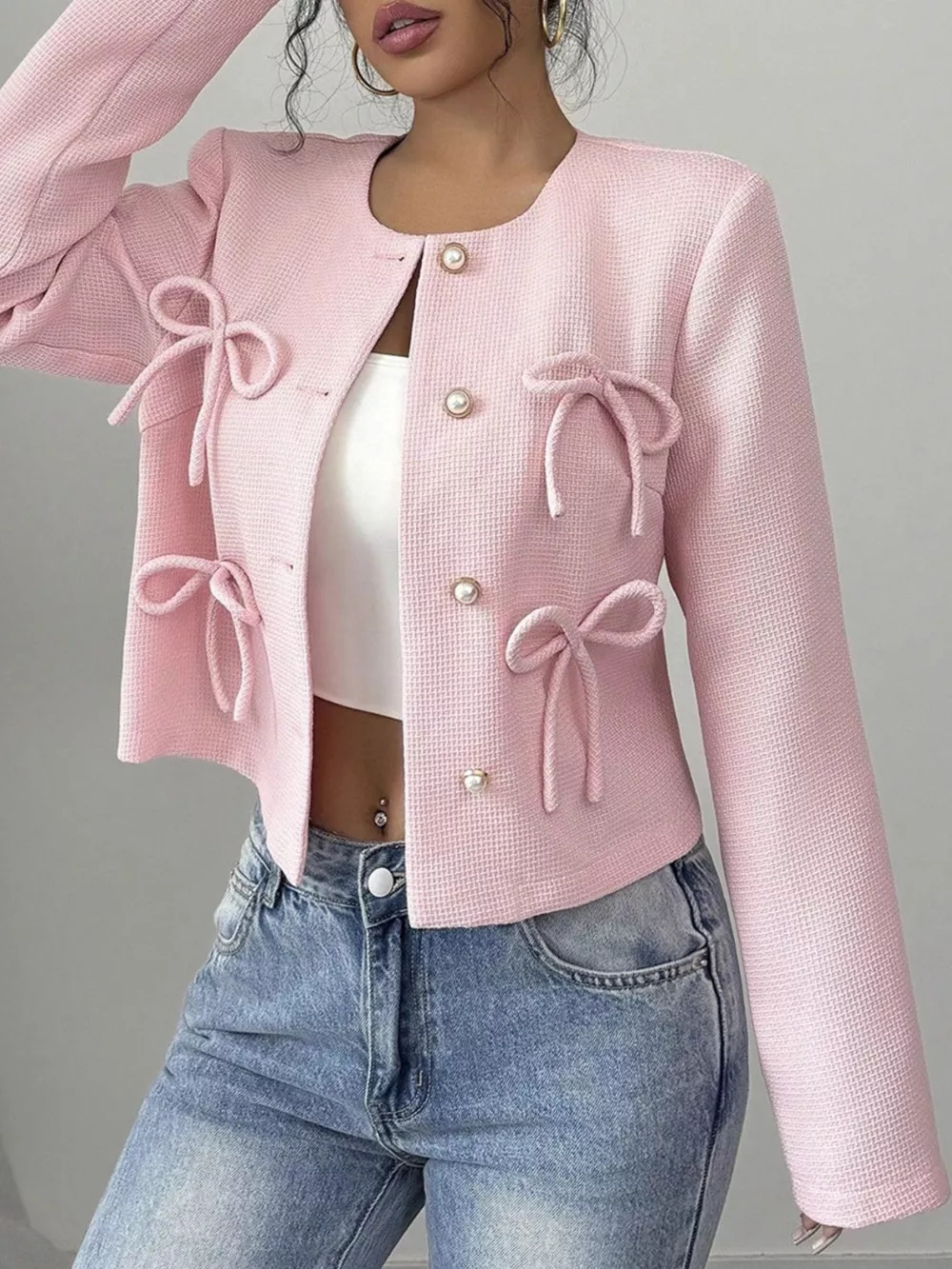 Bow Detail Cropped Outerwear, image 24