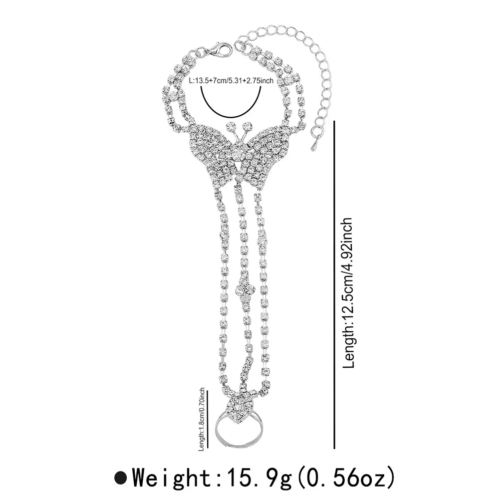 Rhinestone Butterfly Hand Chain Bracelet, image 4