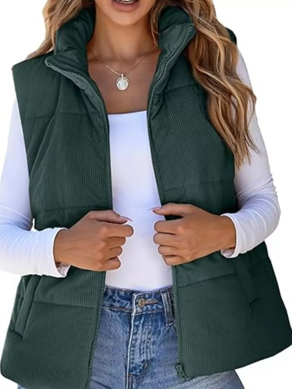 Corduroy Zip Up Vest Coat, image 17