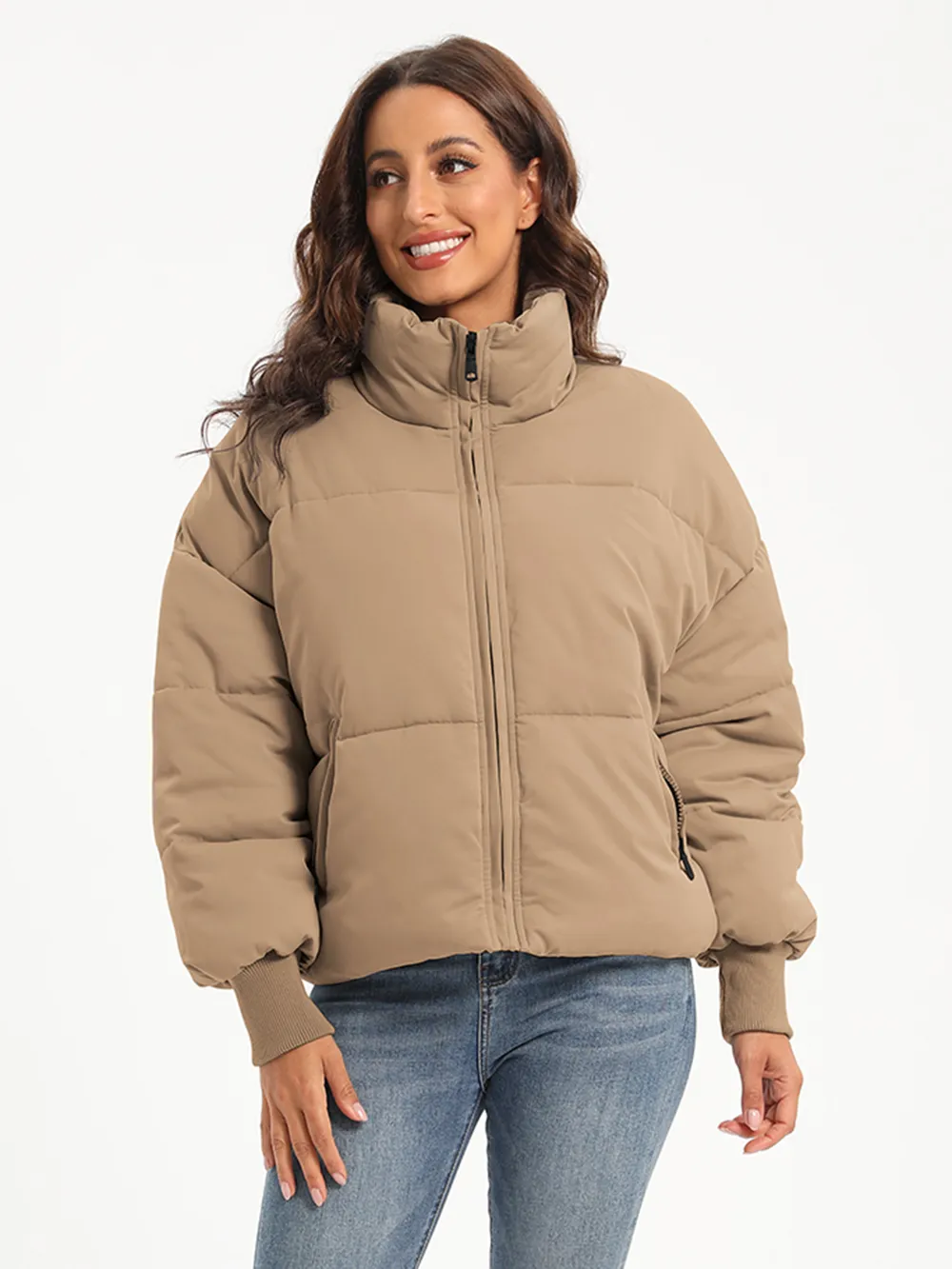 Zip Up Turtleneck Long Sleeve Puffer Jacket, image 14