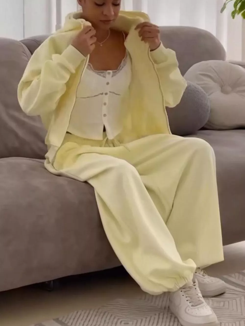 Oversized Zip-Up Hoodie and Joggers Set