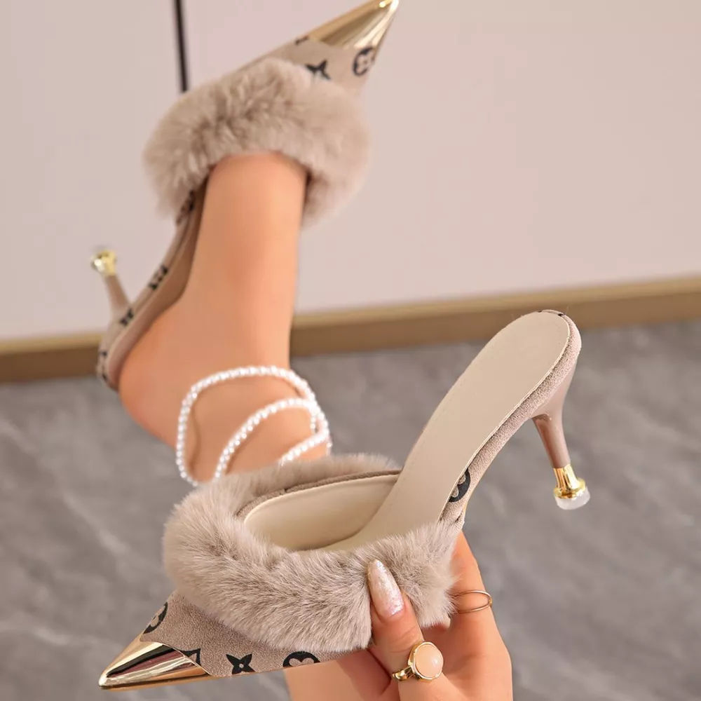 Furry Point Toe Sandals, image 7