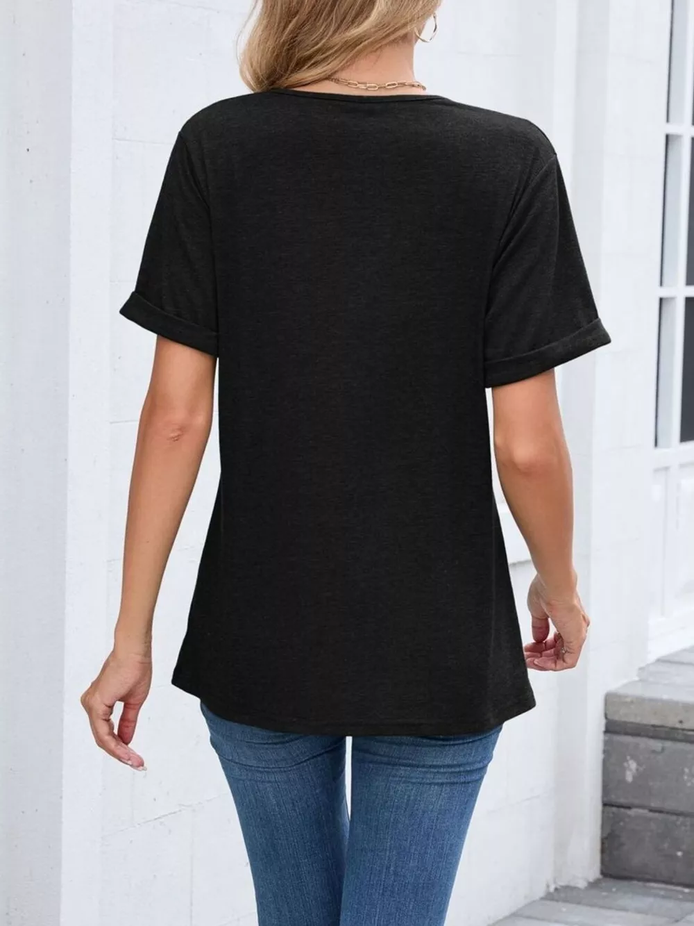 Casual V-Neck Short Sleeve T-Shirt, image 17