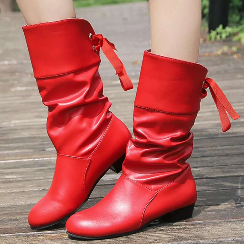 Round Toe Block Heels Boots, image 7