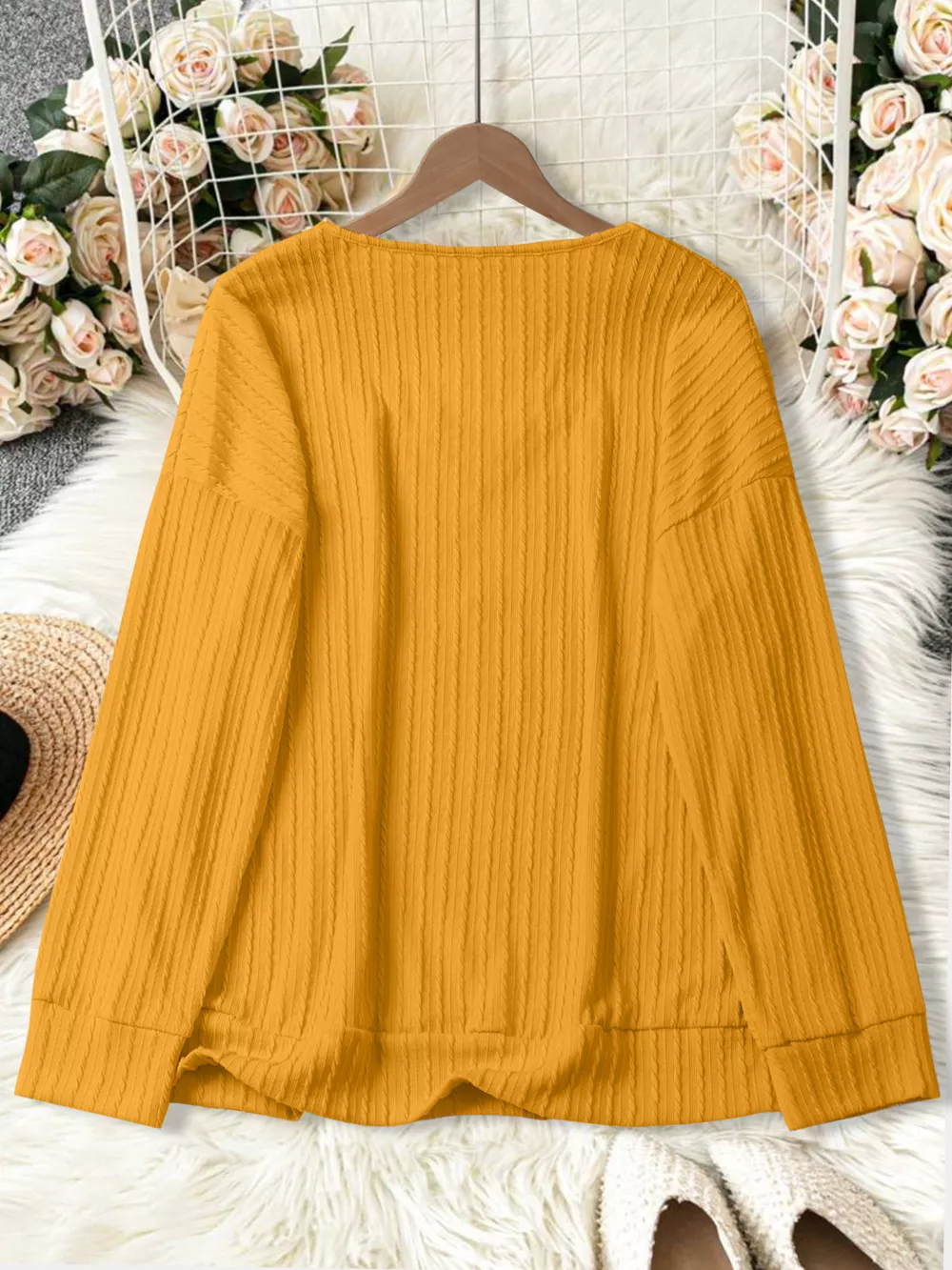 Plus Size V-Neck Dropped Shoulder Blouse, image 17