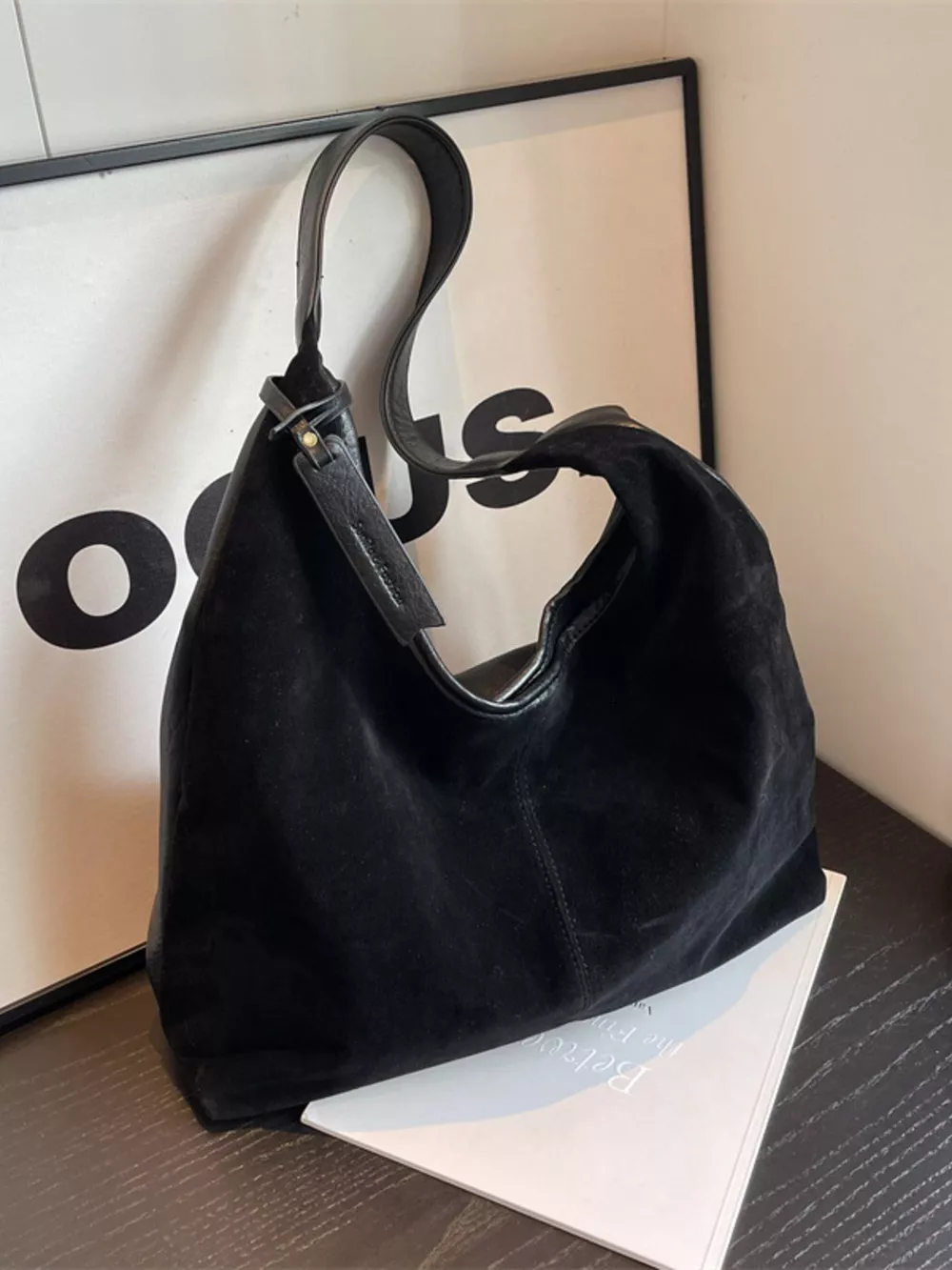 Suede Hobo Shoulder Bag, image 3