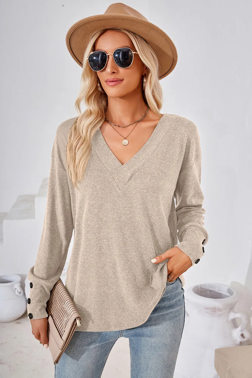 V-Neck Dropped Shoulder T-Shirt, image 23