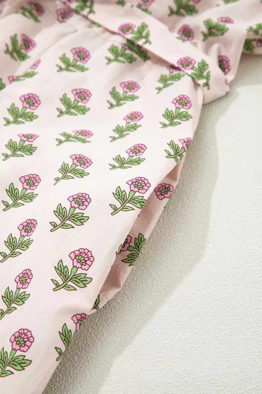 Floral Print V Neck Scallop Trim Button Front Short Sleeve Dress, image 9