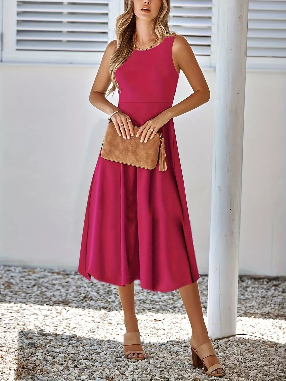 Sleeveless A-Line Midi Dress, image 13