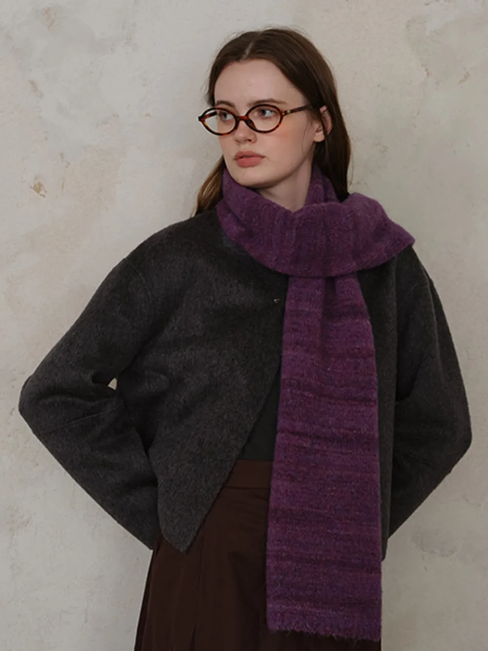 Striped Detail Knit Scarf, image 7