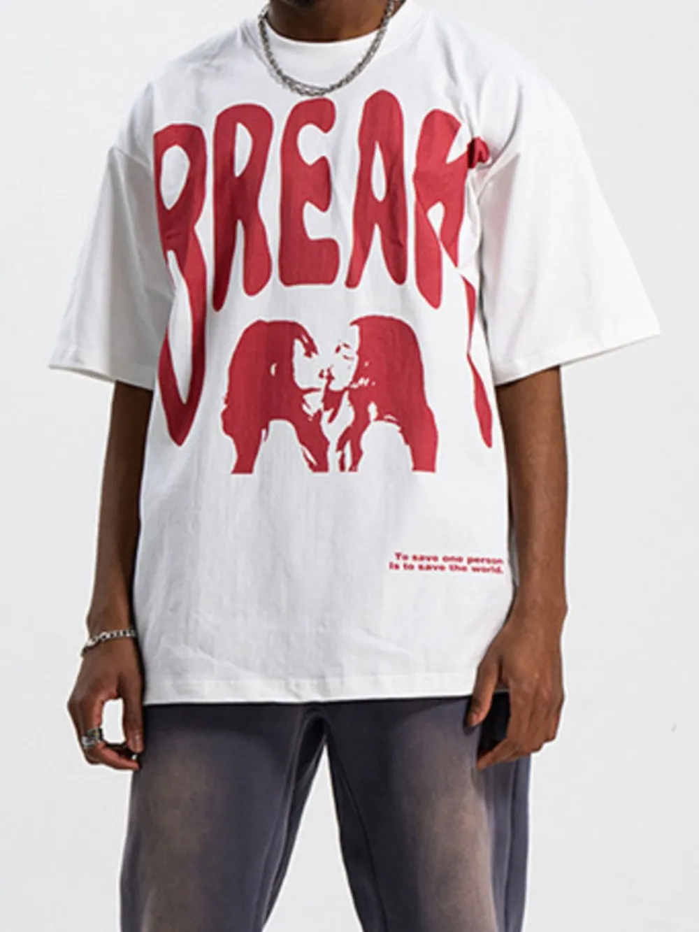 Men's Oversized Graphic Round Neck T-Shirt, image 2