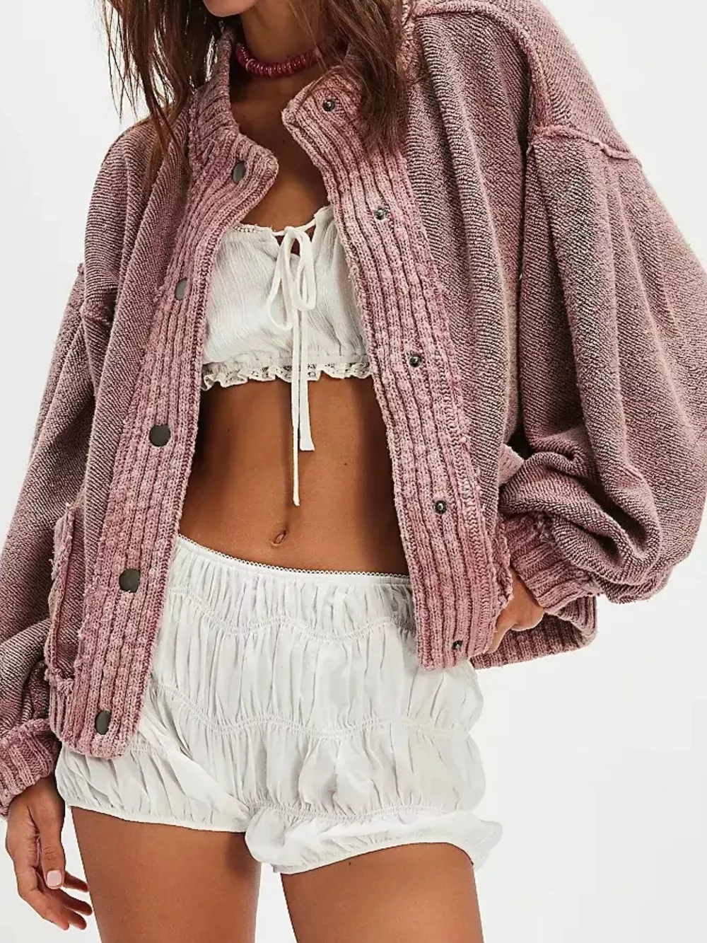Snap Down Dropped Shoulder Cardigan, image 2