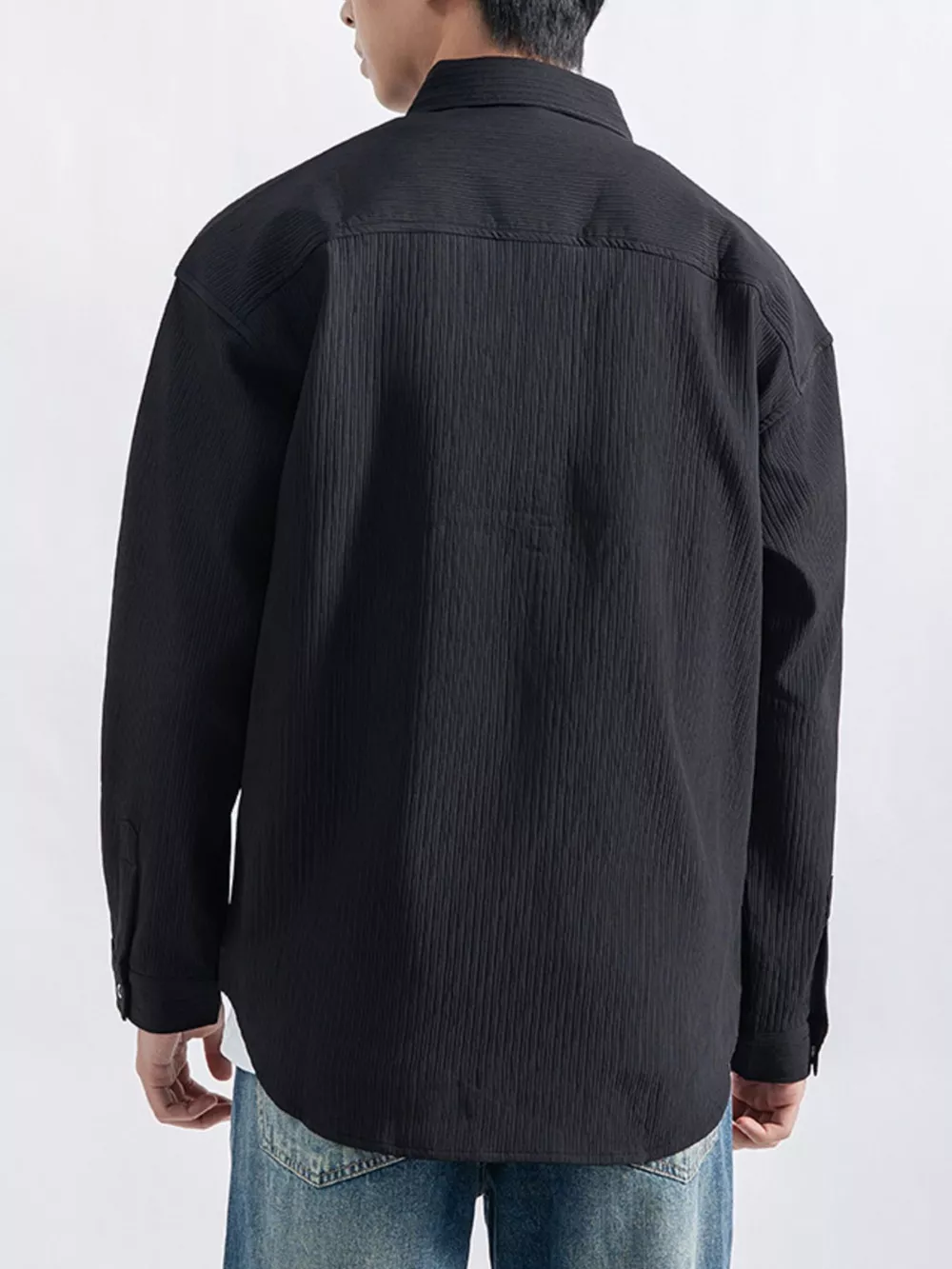 Men's Plus Size Casual Textured Button-Down Shirt, image 3
