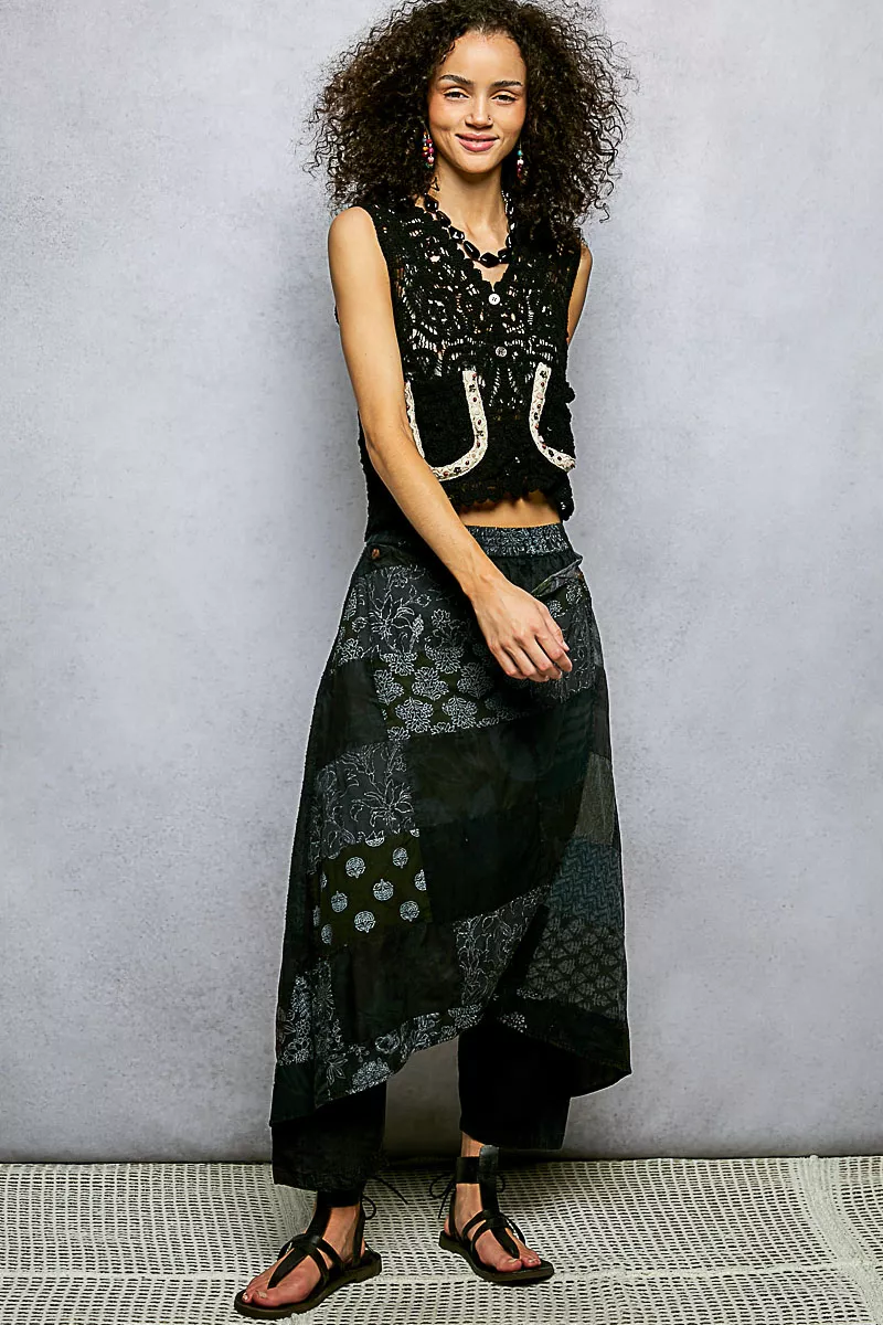 Button Down Cropped Crochet Vest with Scalloped Edge, image 7