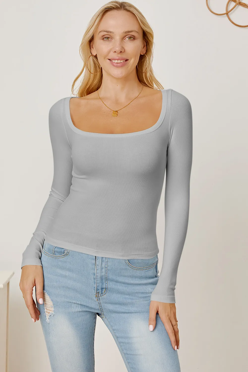 Square Neck Long Sleeve T-Shirt, image 16