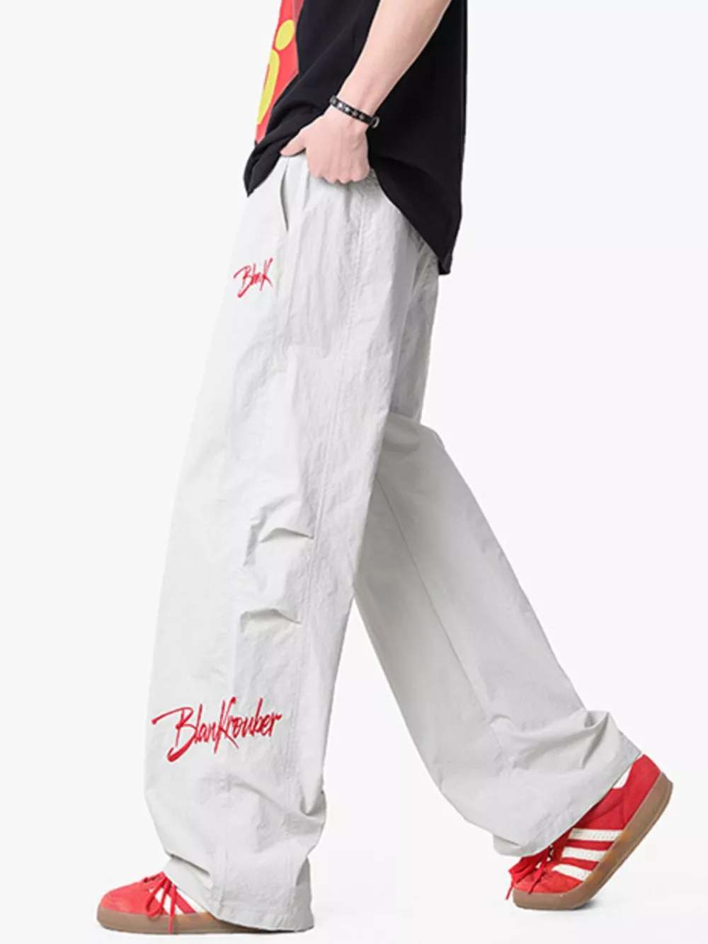 Men's Loose Fit Drawstring Wide Leg Pants, image 3