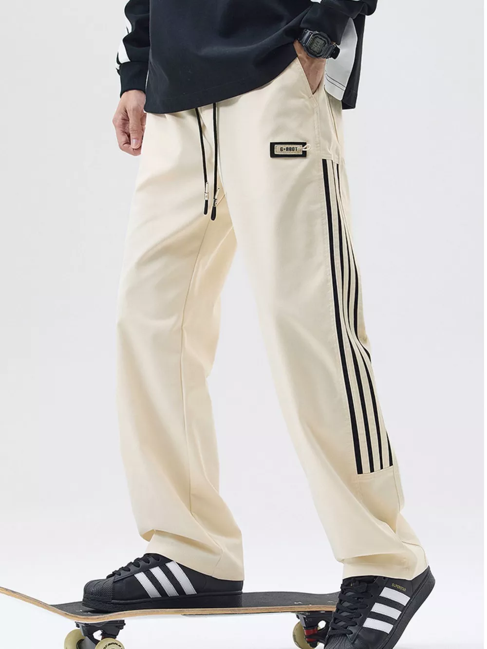 Men's Full Size Side Striped Wide Leg Casual Pants Plus Size, image 3