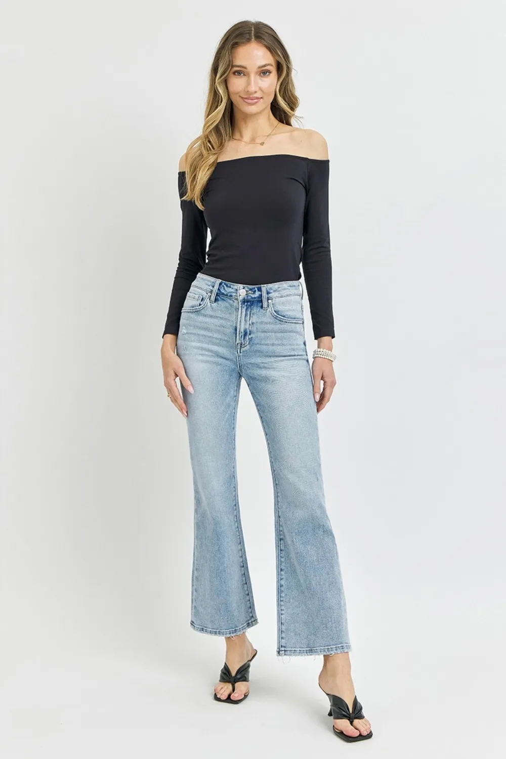 Full Size High Rise Ankle Flare Jeans, image 6