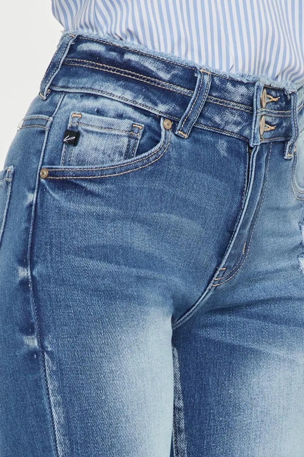 Distressed Raw Hem High Waist Jeans, image 6