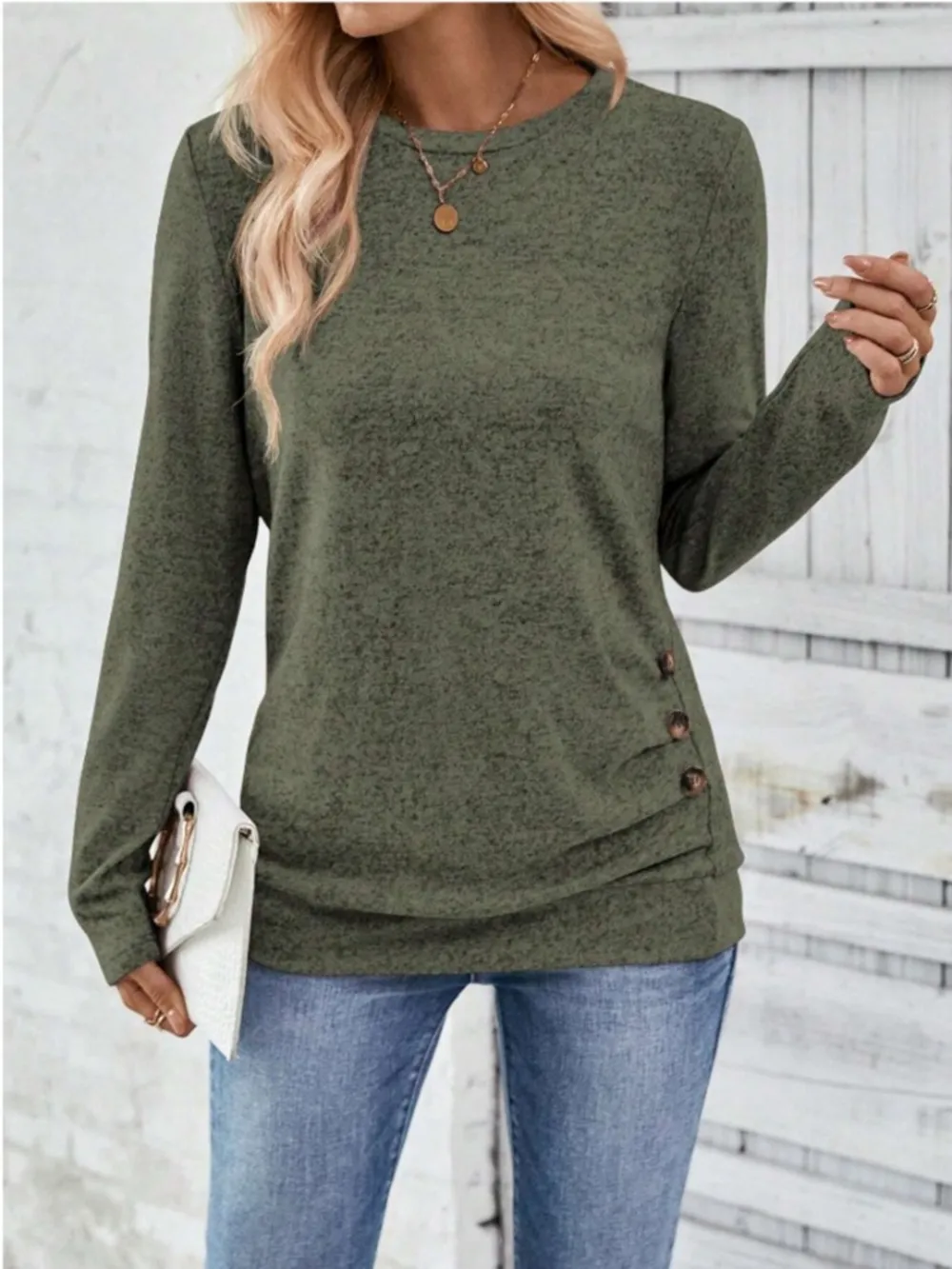 Round Neck Long Sleeve T-Shirt, image 14