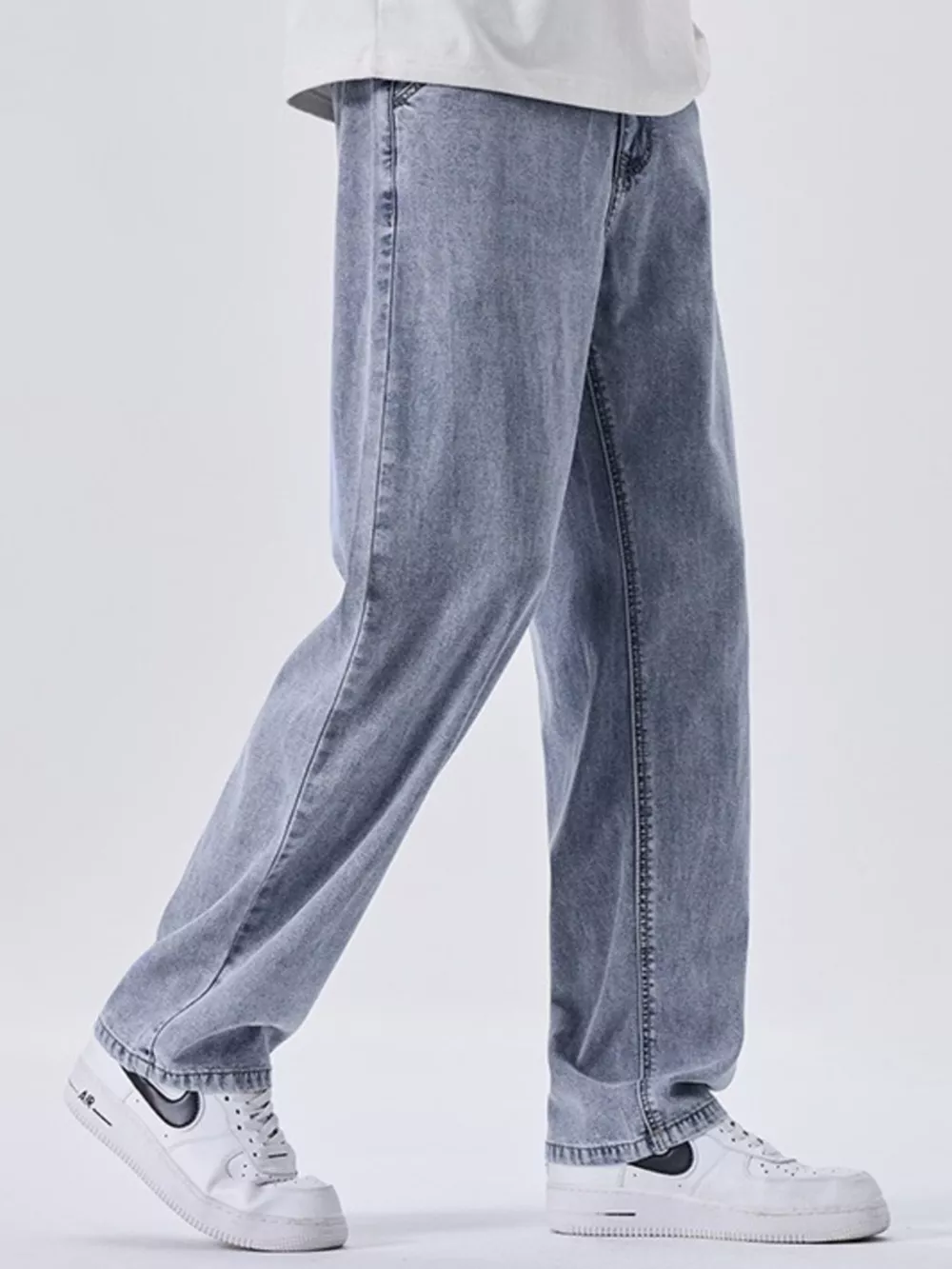 Men's Wash Wide Leg Jeans, image 8