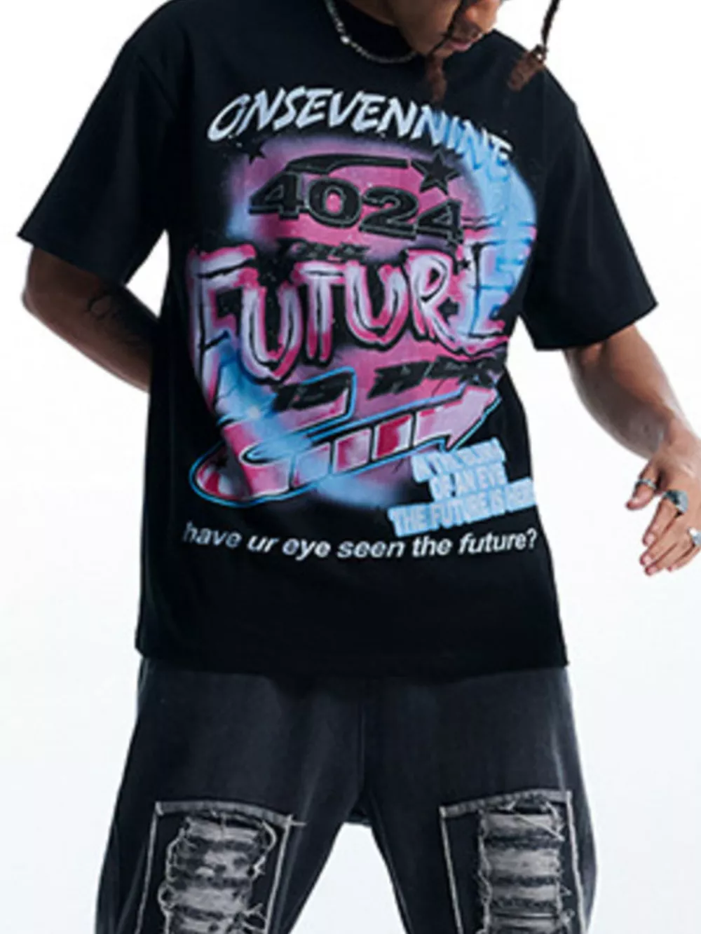 Men's Onsevennine Future Graphic Oversized T-Shirt, image 2