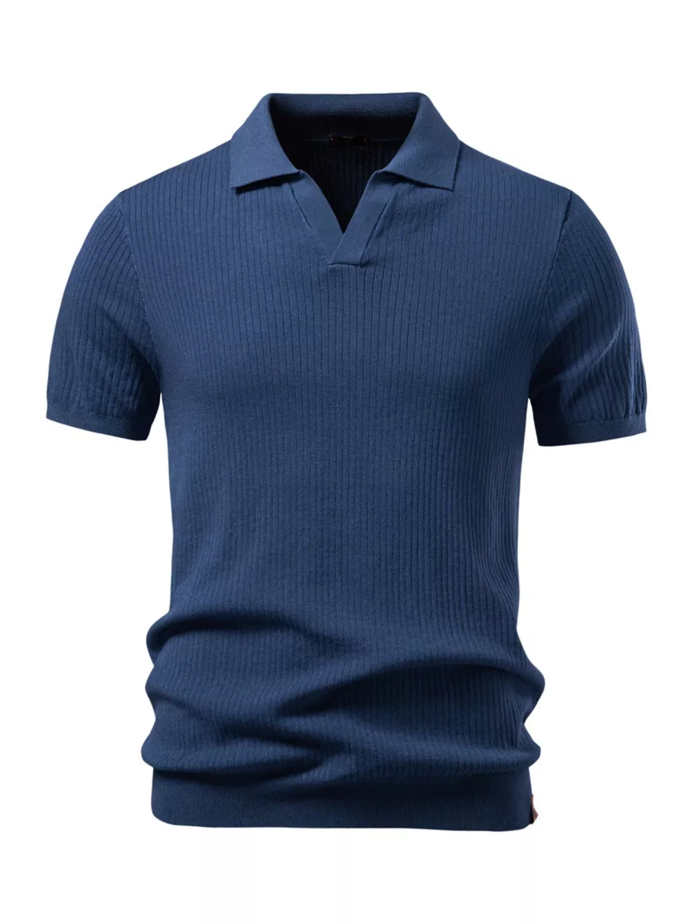 Men's Ribbed Knit Short Sleeve Polo, image 2