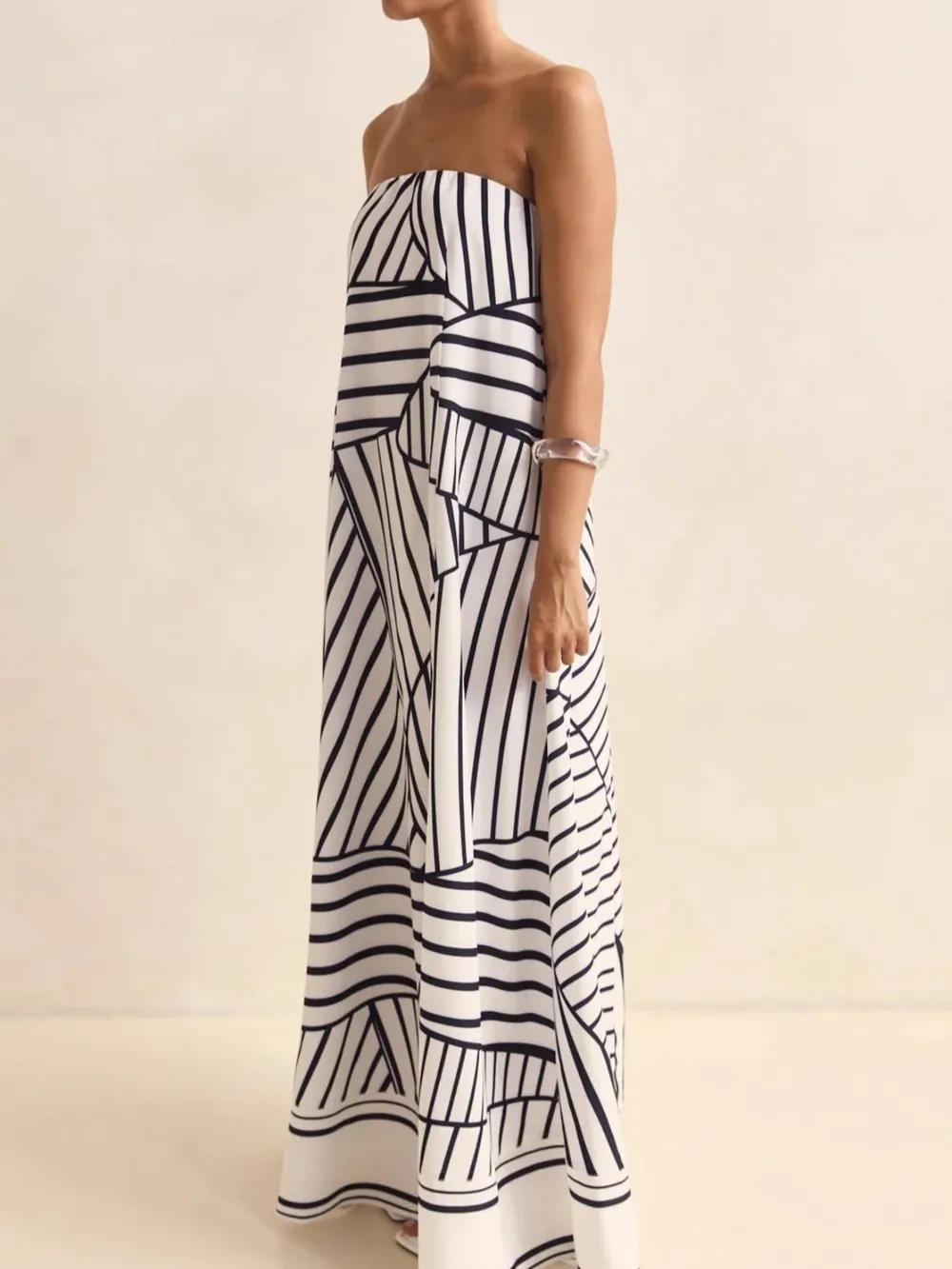 Smocked Printed Tube Maxi Dress, image 17