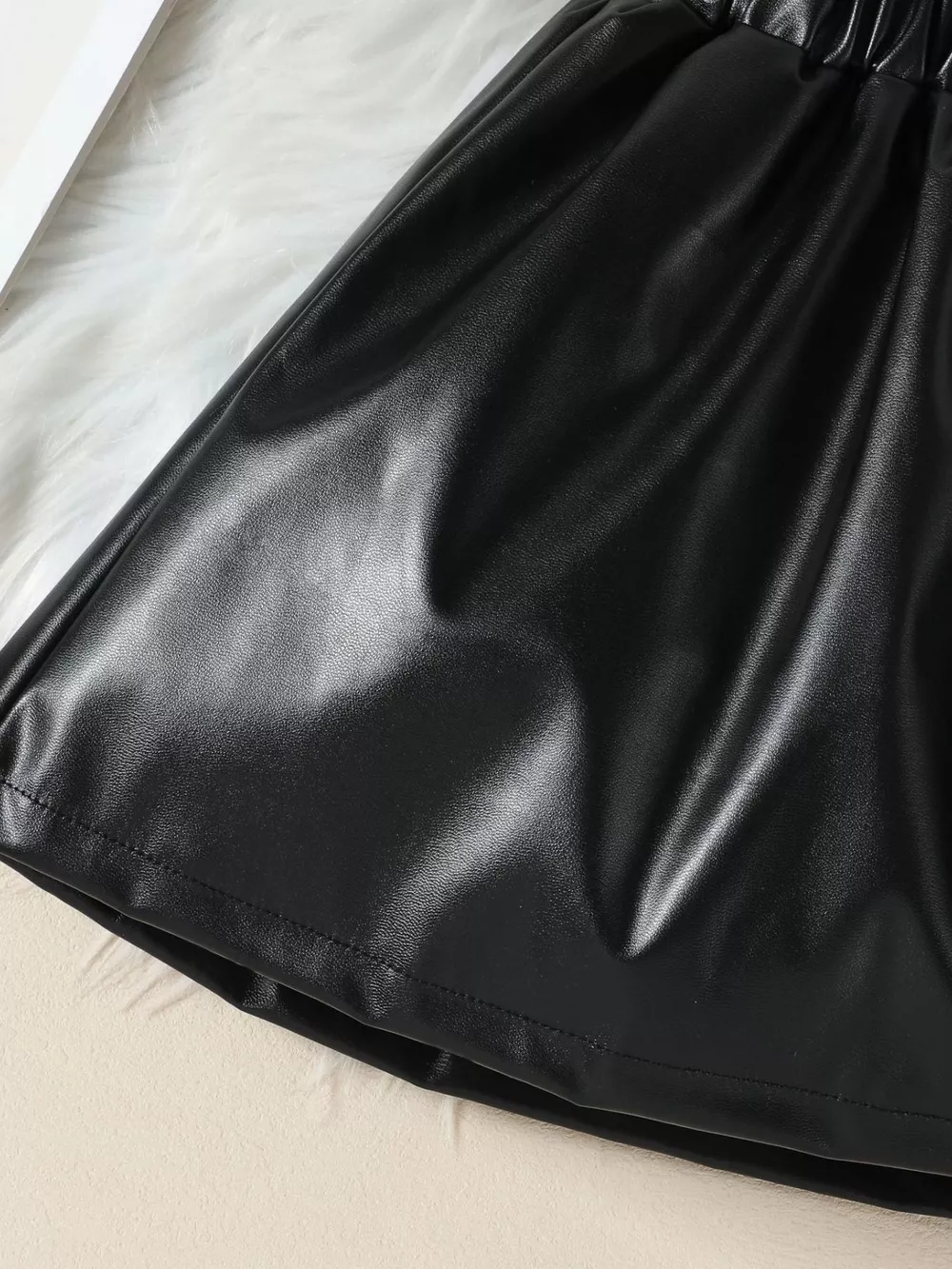 Children's Ruffled Faux Leather Top and Skirt Set, image 16