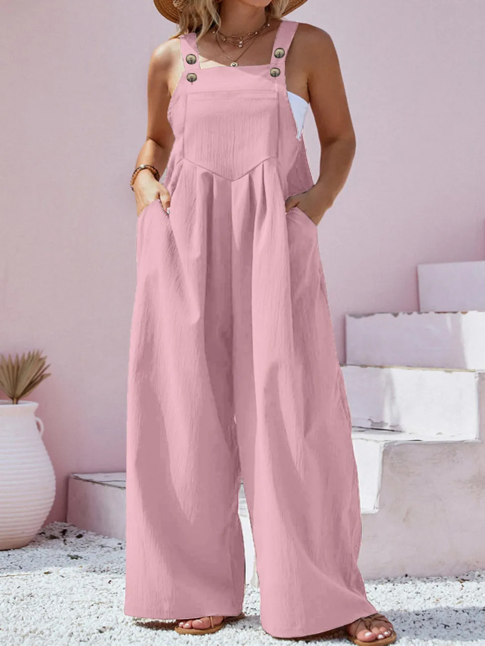 Plus Size Square Neck Wide Leg Overalls, image 14