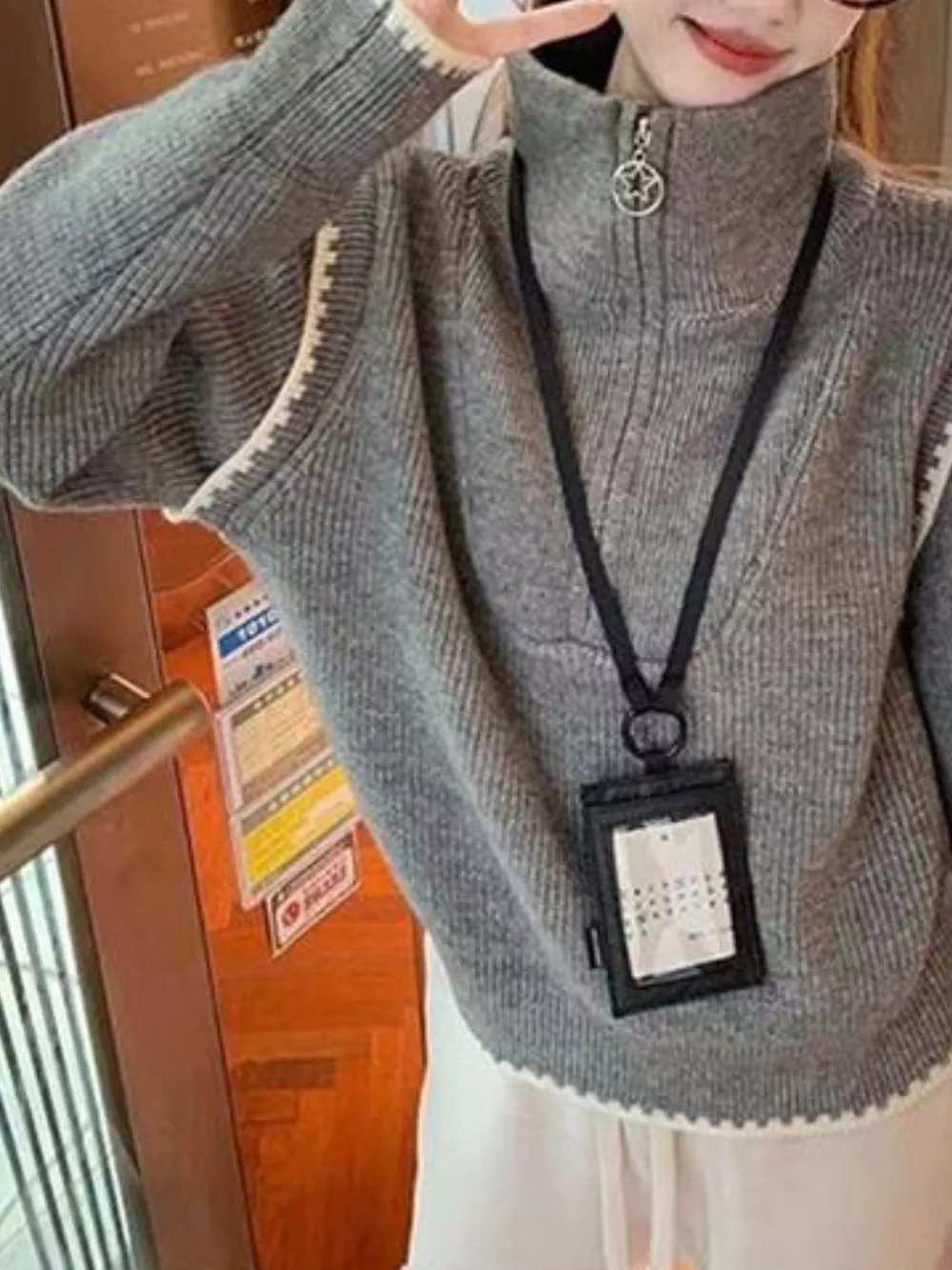 High Neck Half Zip Sweater, image 5