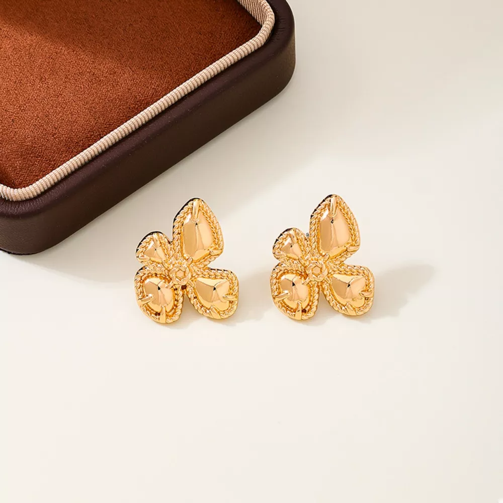 18K Gold-Plated Alloy Flower Stud Earrings, image 2