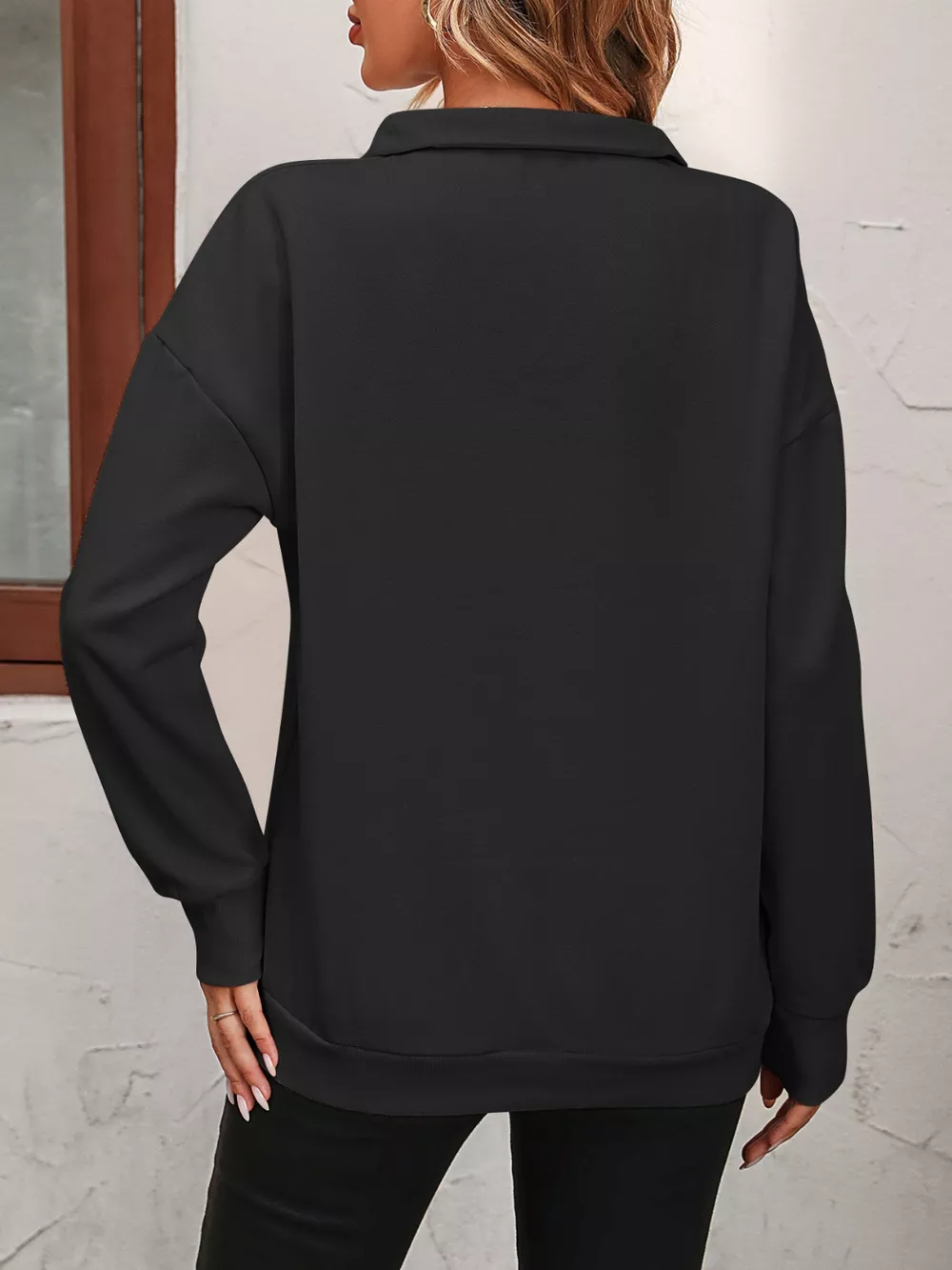 Quarter Zip Dropped Shoulder Sweatshirt, image 16