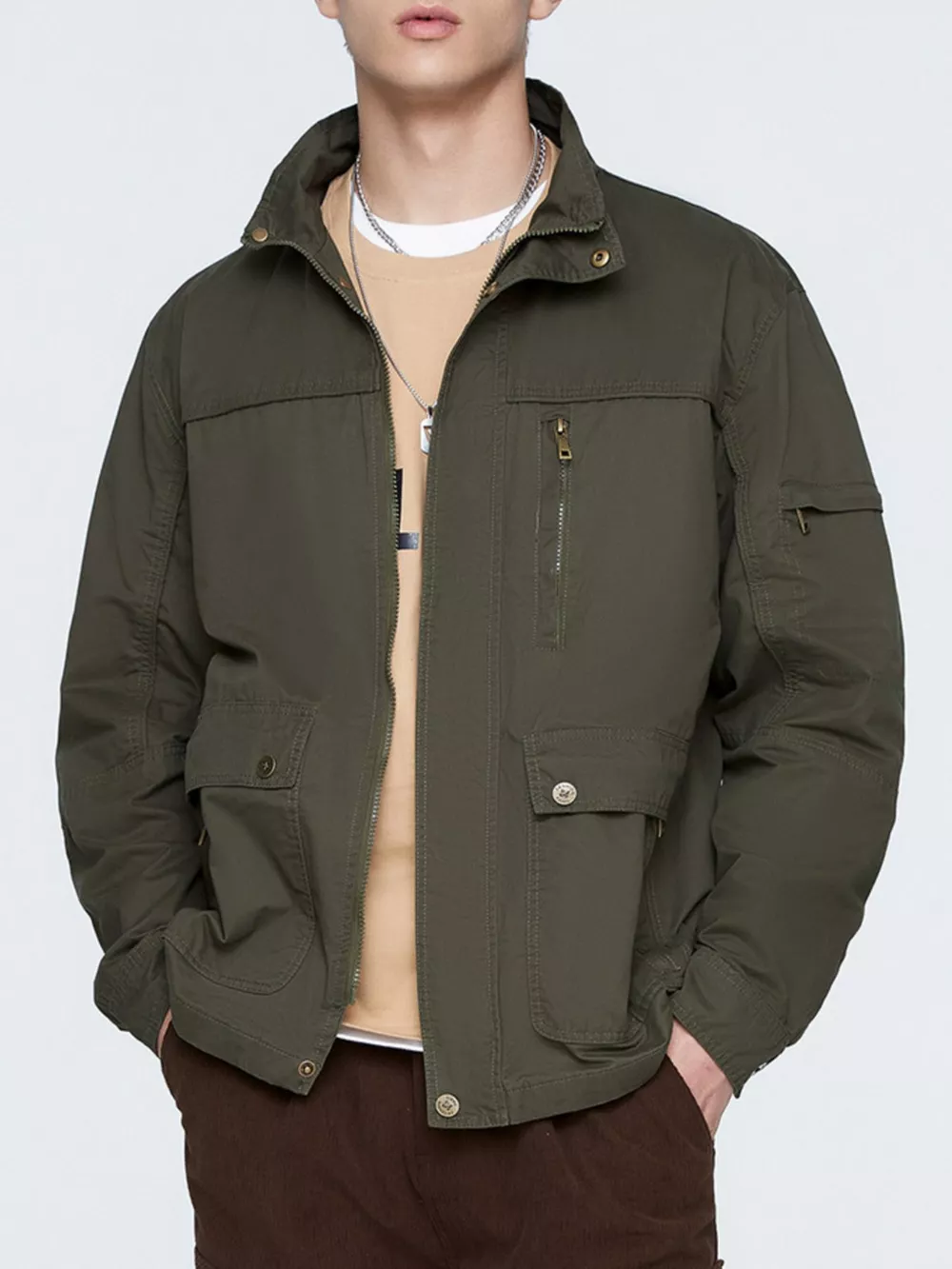 Men's Plus Size Casual Zip Up Lightweight Jacket