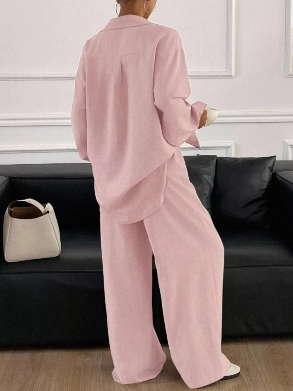 Button-Down Shirt and Wide-Leg Pants Set, image 34