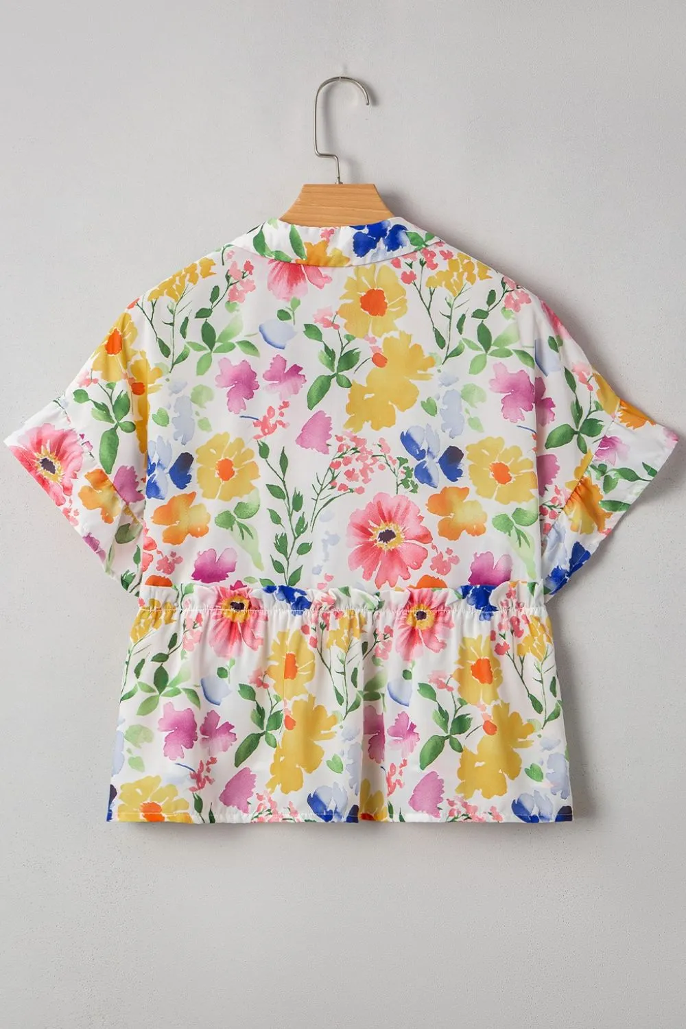 Floral Boxy Fit Ruffled Short Sleeve Blouse, image 7