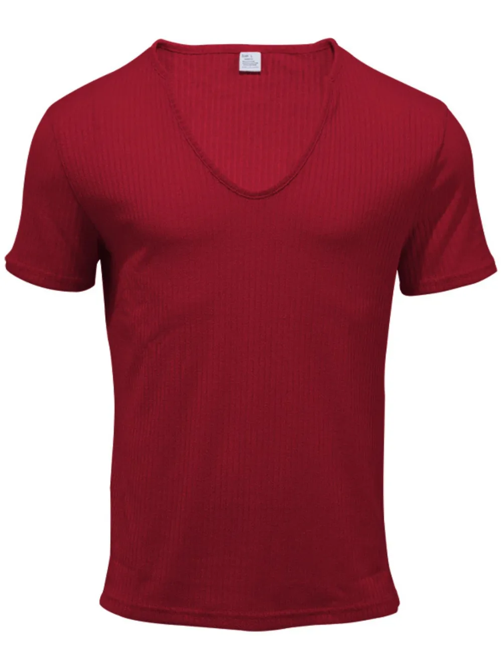 Men's Full Size Ribbed V-Neck T-Shirt Plus Size, image 16