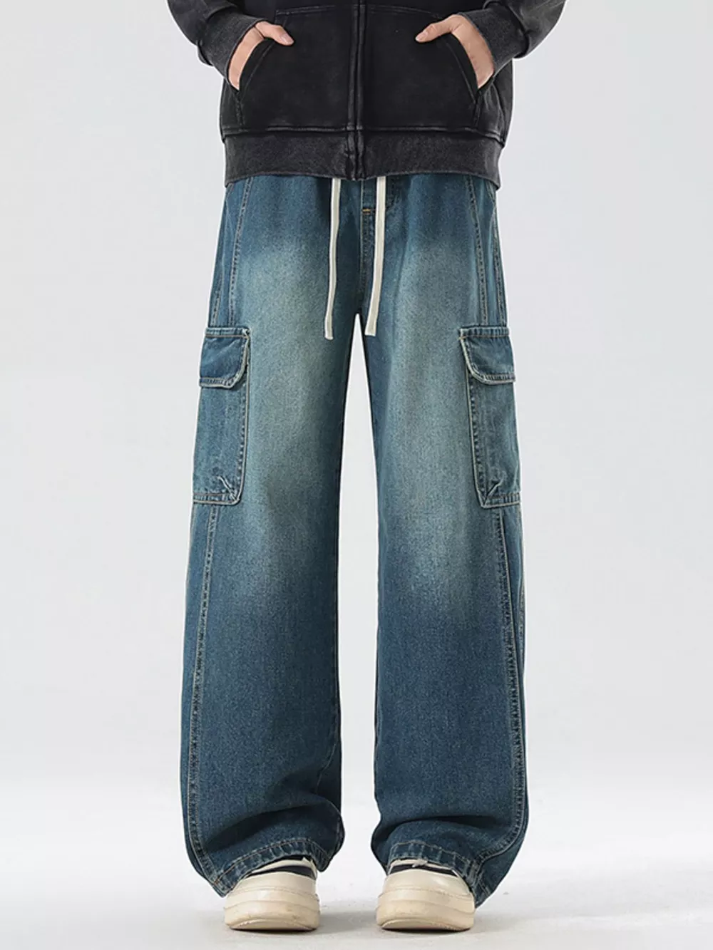 Men's Full Size Wide Leg Cargo Jeans Plus Size, image 11