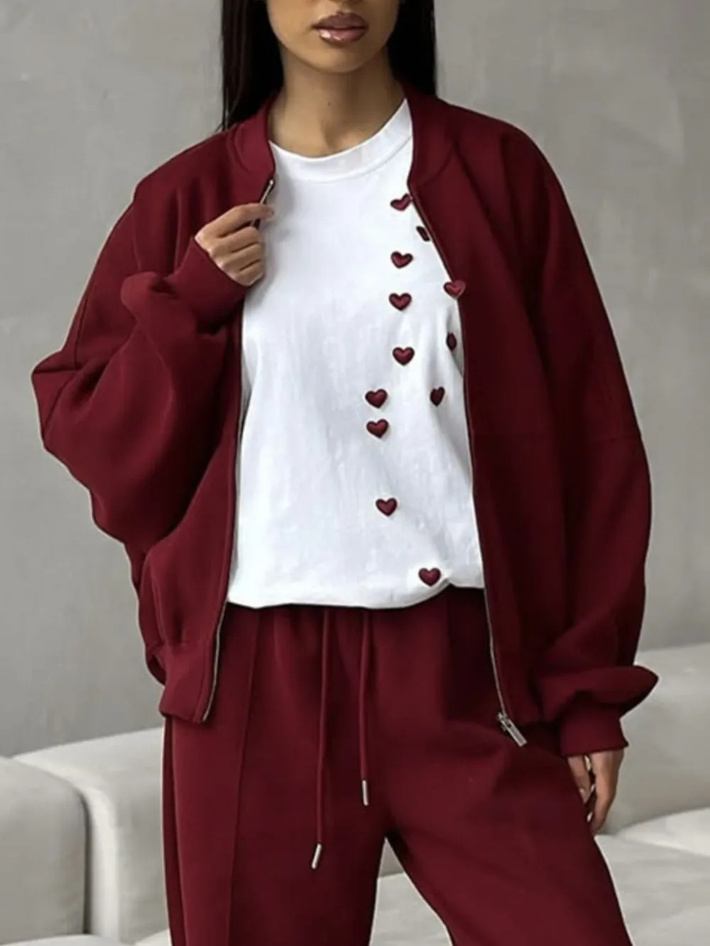Plus Size Heart Round Neck Short Sleeve T-Shirt, image 4