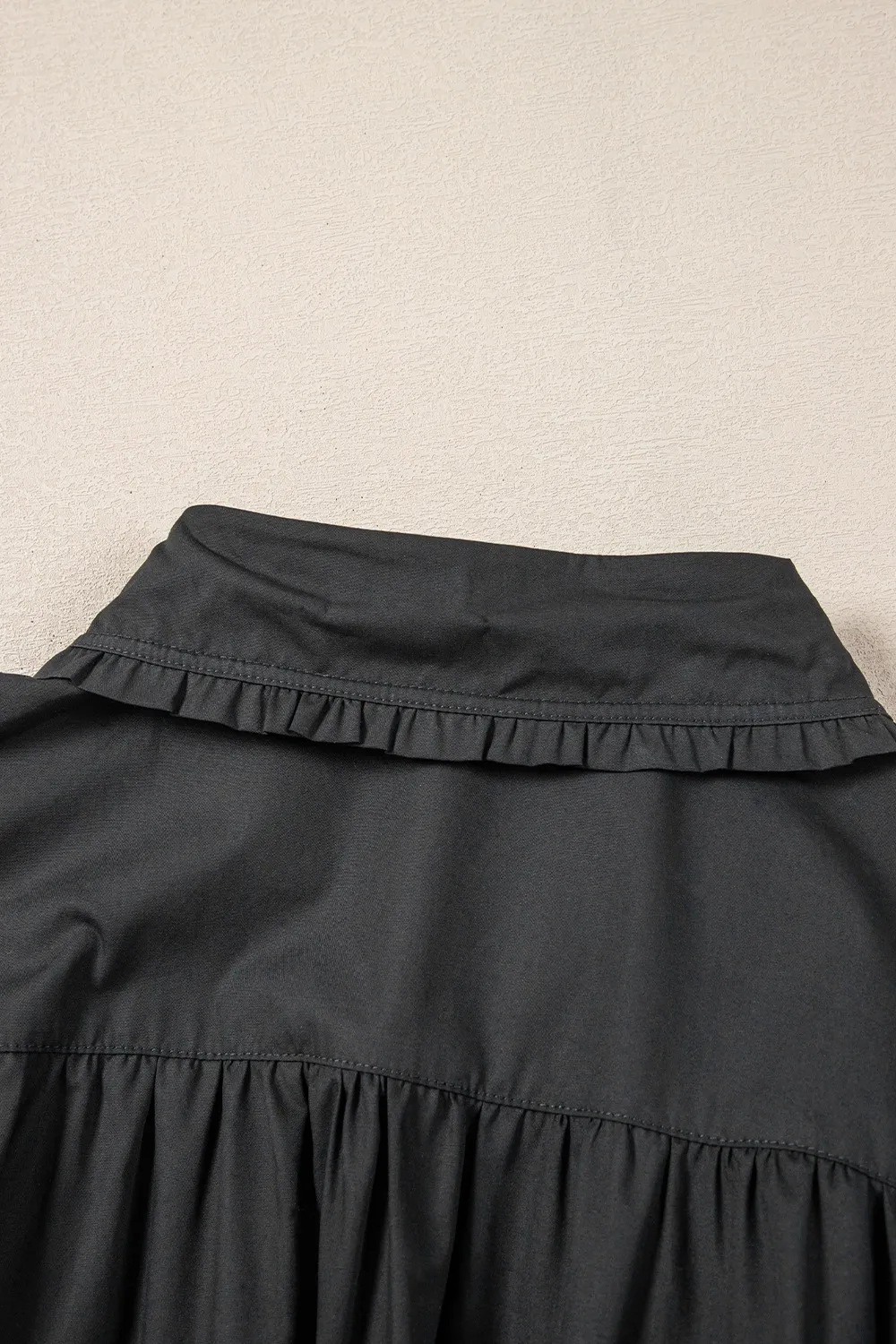 Button Down Puff Sleeve Ruffle Hem Dress, image 9
