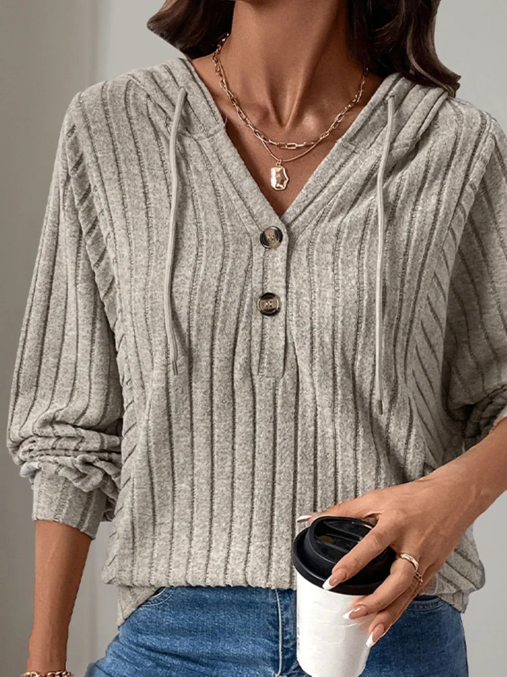 Drawstring Long Sleeve Hoodie, image 6