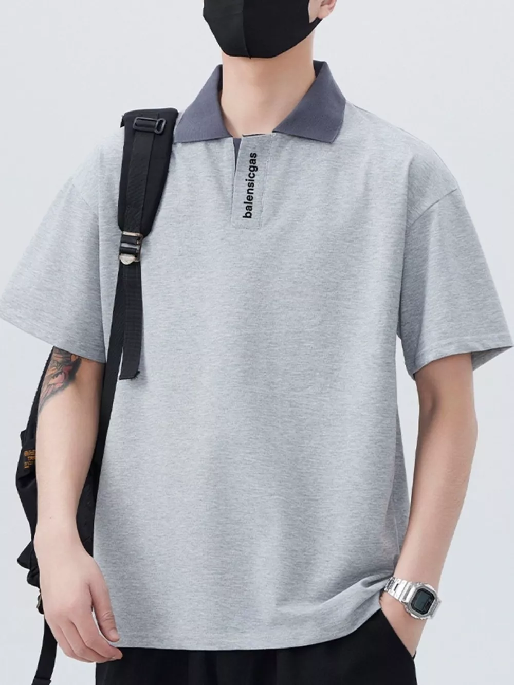 Men's Plus Size Contrast Collar Short Sleeve Polo, image 13