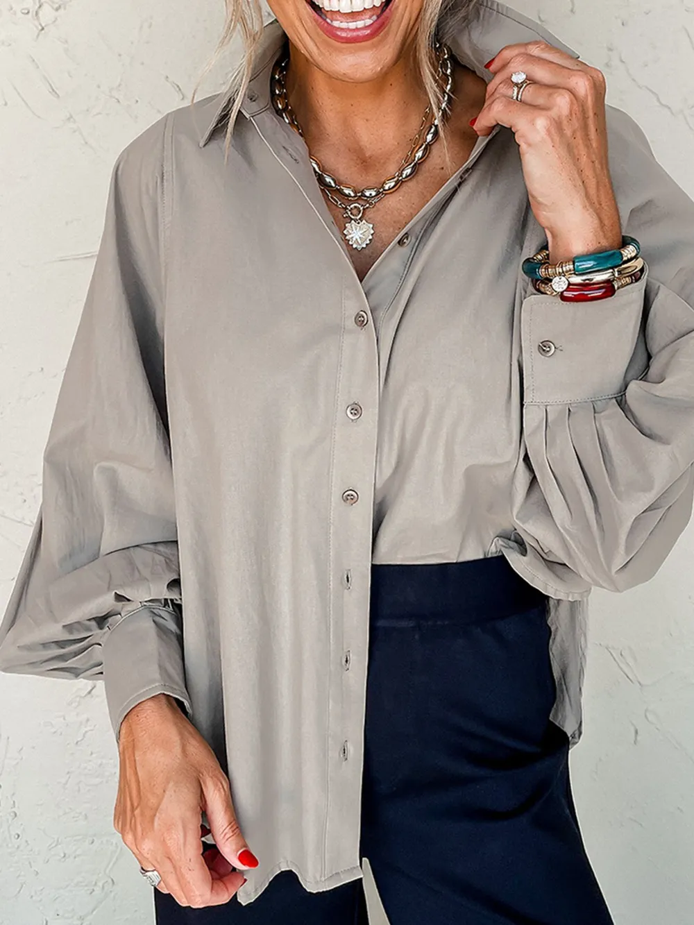 Button Up Lantern Sleeve Shirt, image 2